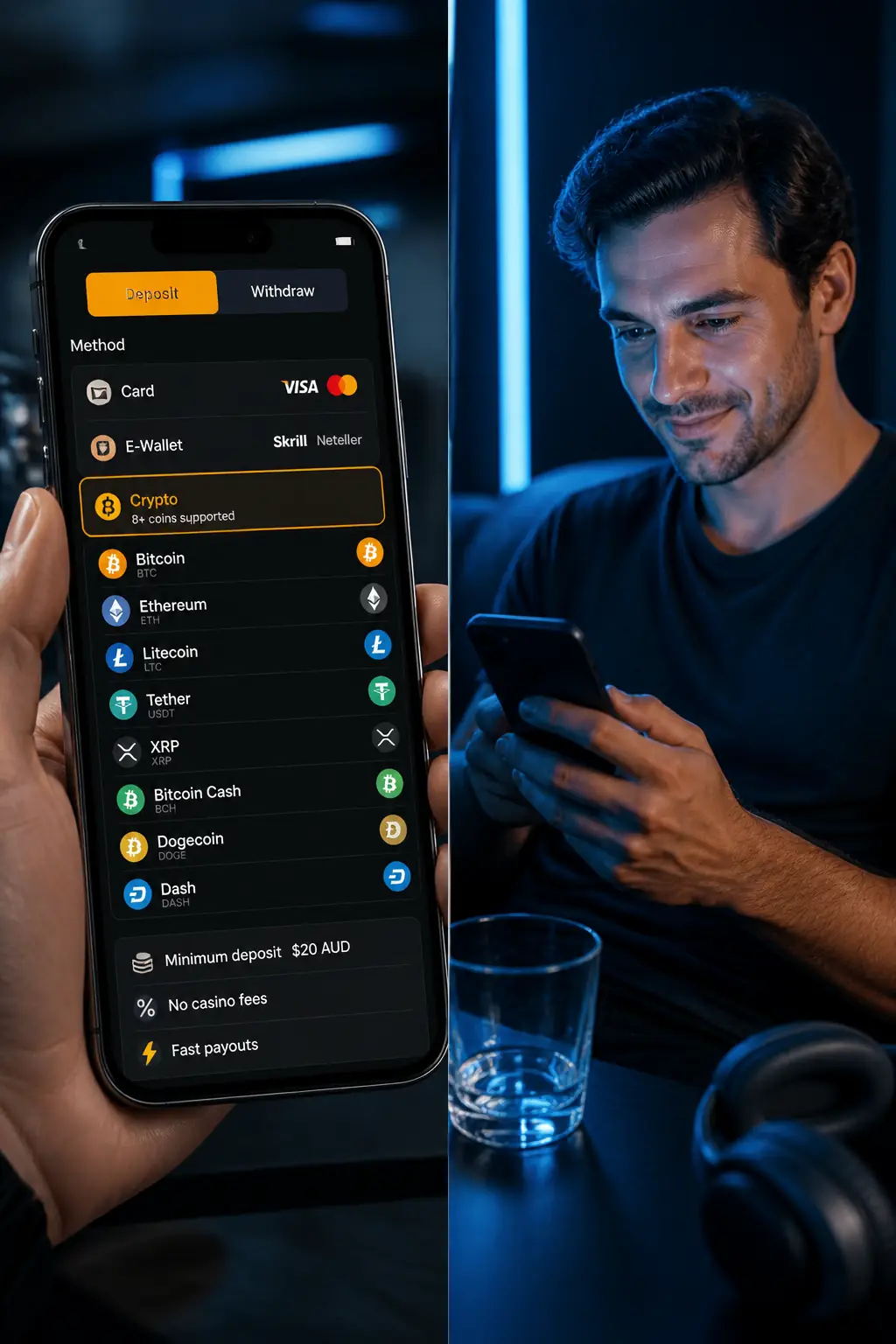 Just Casino Crypto Deposits and Withdrawals visual guide for Just Casino